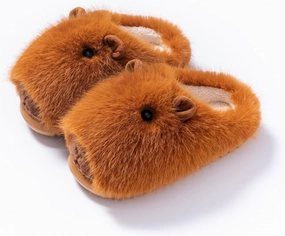 Adorable Capybara Fuzzy Slippers, Cozy and Warm Thick-Sole Home Slippers for Fall and Winter