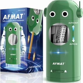 AFMAT Electric Pencil Sharpener for Colored Pencils 7-11.5mm, Fully Automatic Pencil Sharpener, Auto in & Out, Rechargeable Hands-Free Pencil Sharpener for Large Pencils, Sketch Pencils, Green