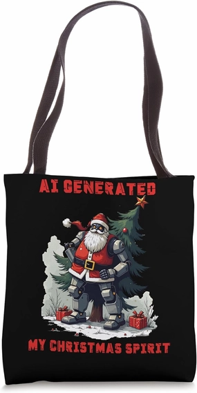 AI Generated My Christmas Spirit robot santa Tote Bag