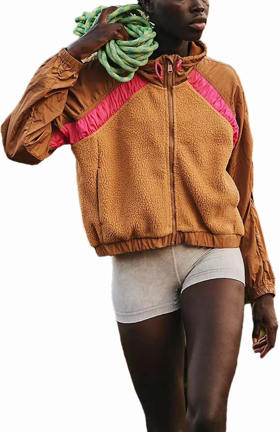 Aimiray Women's Winter Fleece Jackets Zip Up Oversized Sherpa Coats Fuzzy Patch Outerwear with Pockets