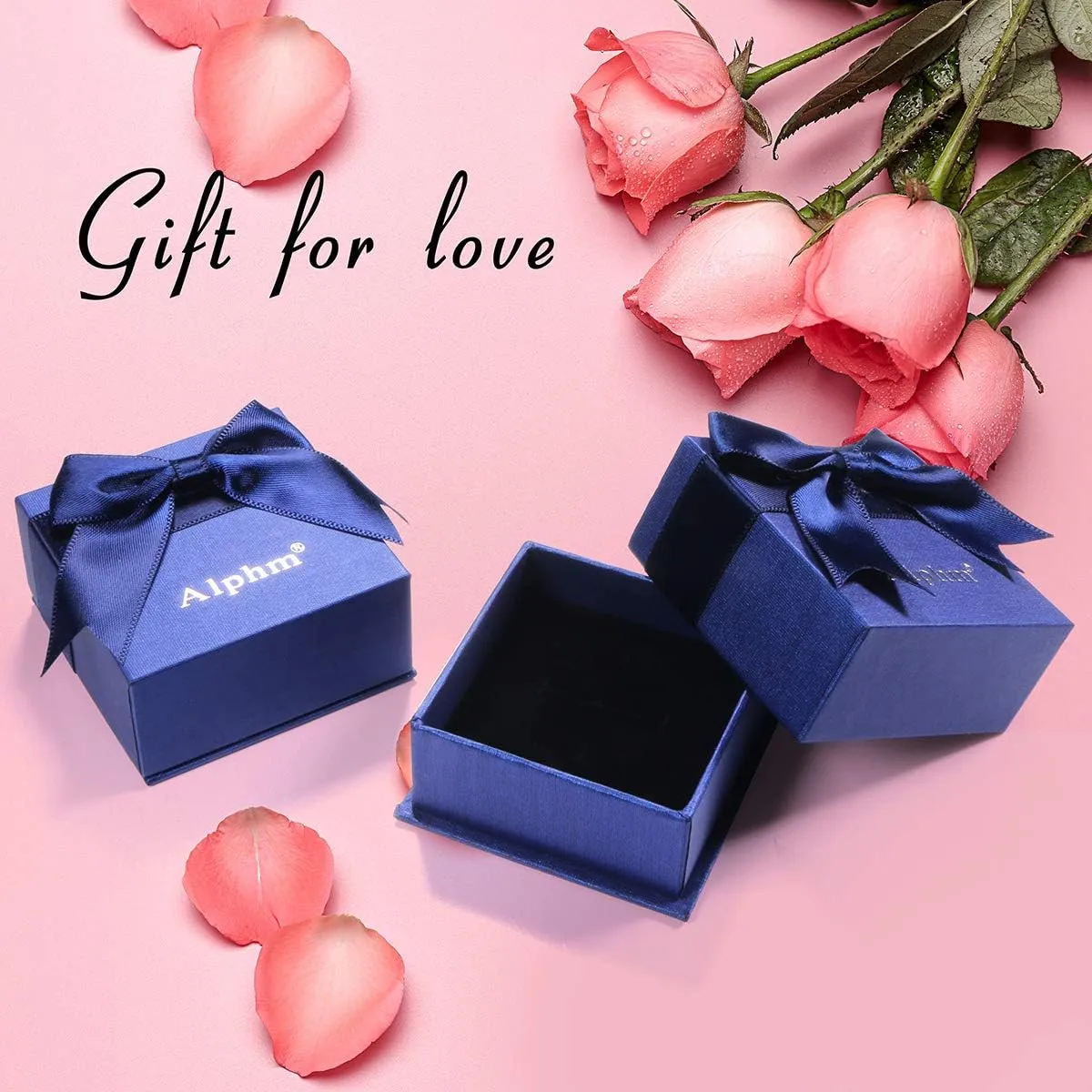 Alphm S925 Sterling Silver Rose Flower Ring Adjustable Wrap Open Jewelry for Women Friend Mom Bride Girlfriend Sisters Teen