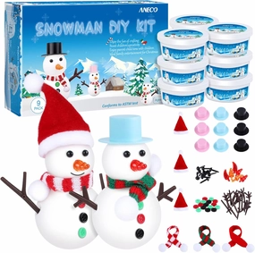 Aneco 9 Pack Christmas Snowman DIY Craft Kit Build Snowman Air Dry Clay Christmas Gift Decor Modeling Clay Winter Game for Holiday Party Home Supplies