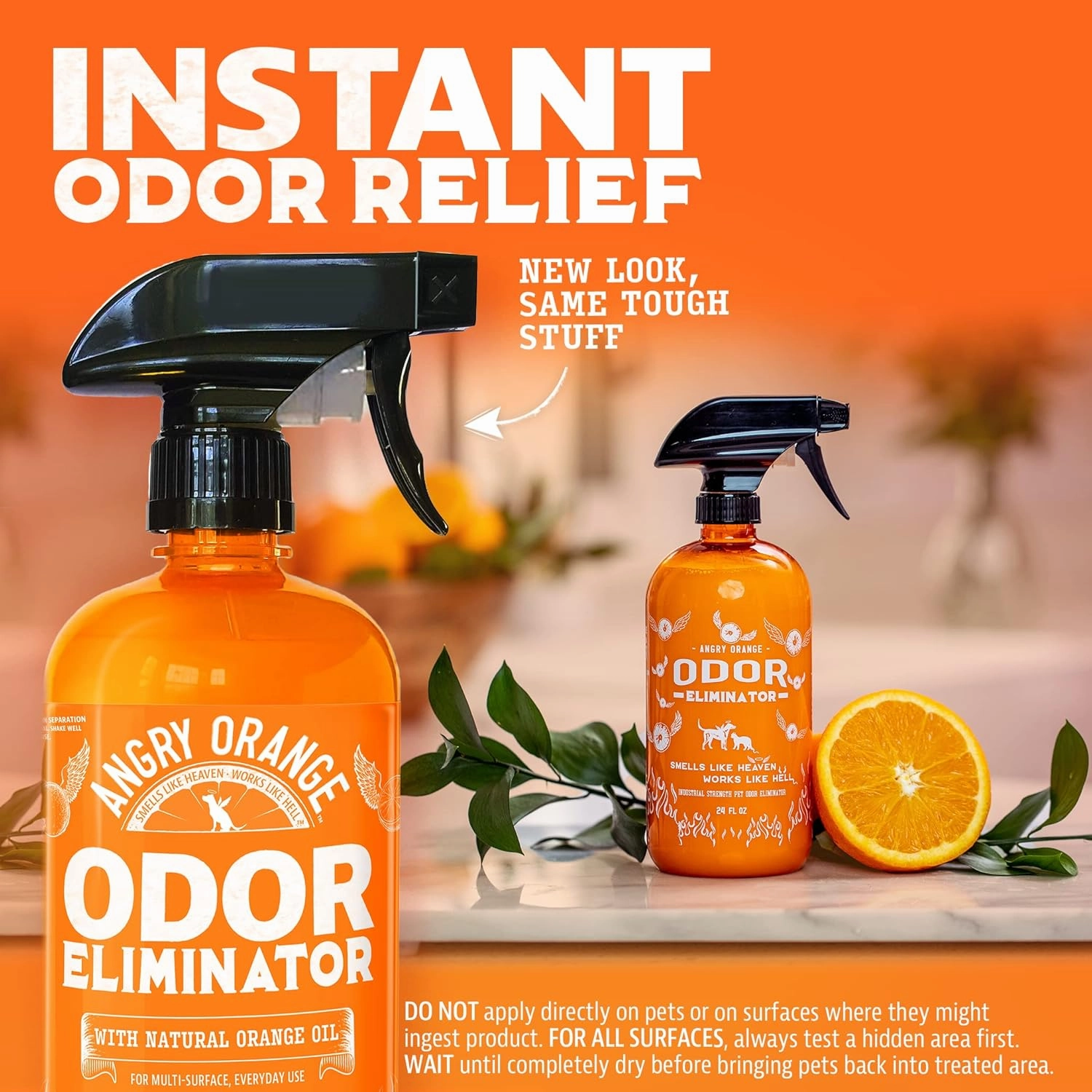 ANGRY ORANGE Pet Odor Eliminator for Dog and Cat Urine, Carpet Stains, and Strong Smells – Citrus Cleaner with Natural Orange Oil – 24 oz