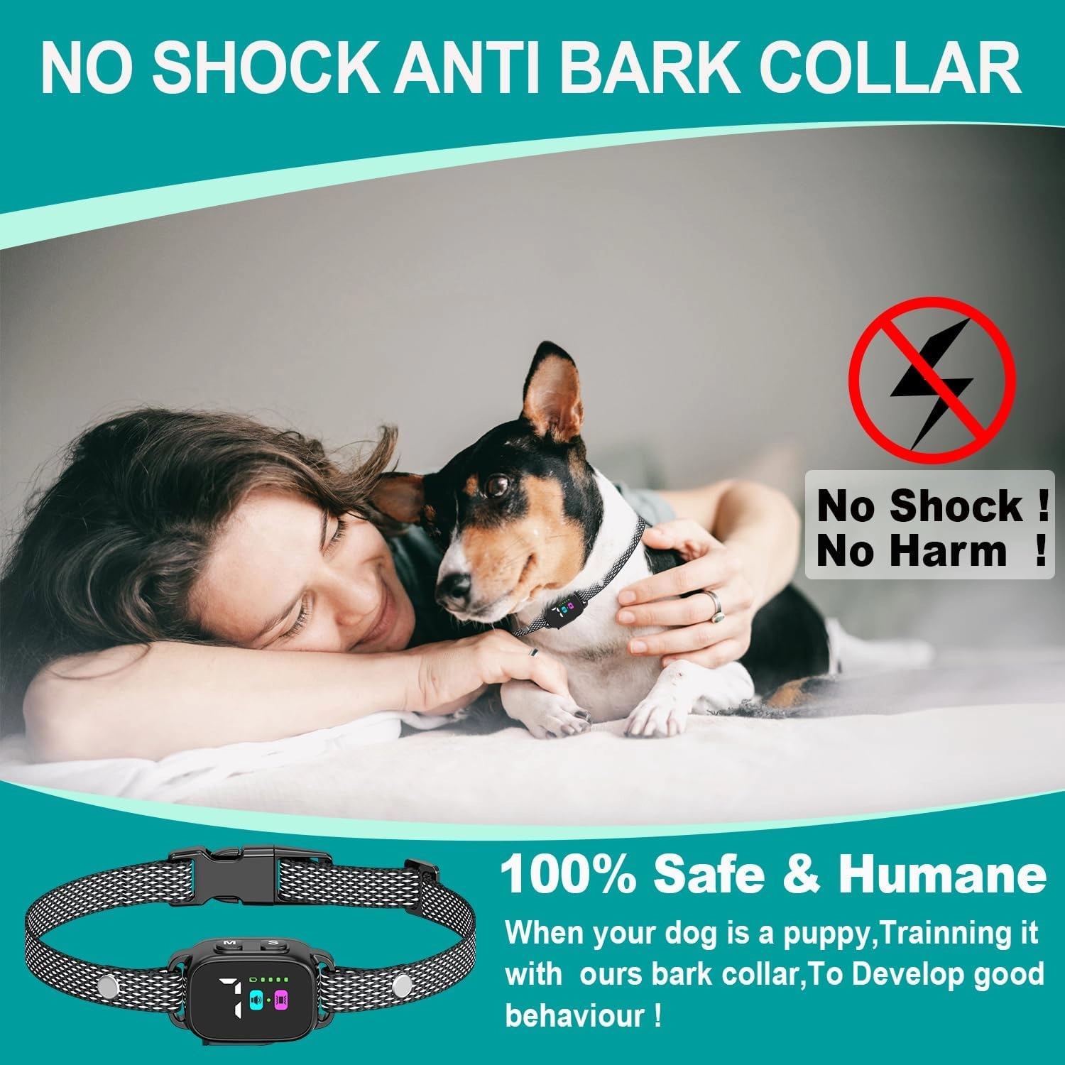 Anti-Bark Collar for Small Dogs, No Shock Anti Barking Collars with 7 Sensitivities, 3 Adjustable Modes Beep & Vibration, IP67 Waterproof - Effective & Humane, Premium Black