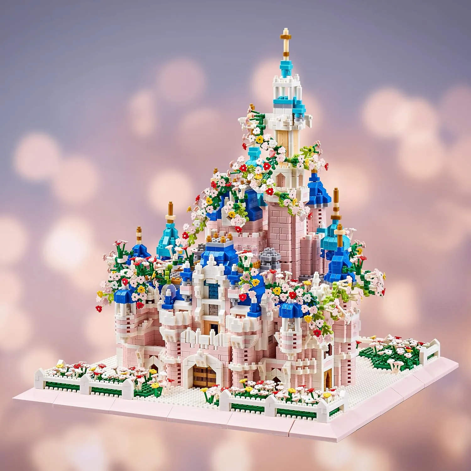 Architecture Castle with Flower Series Micro Blocks Building Sets for Adults and Teens, 4000  PCS Bricks Building Blocks - Upgrade Version