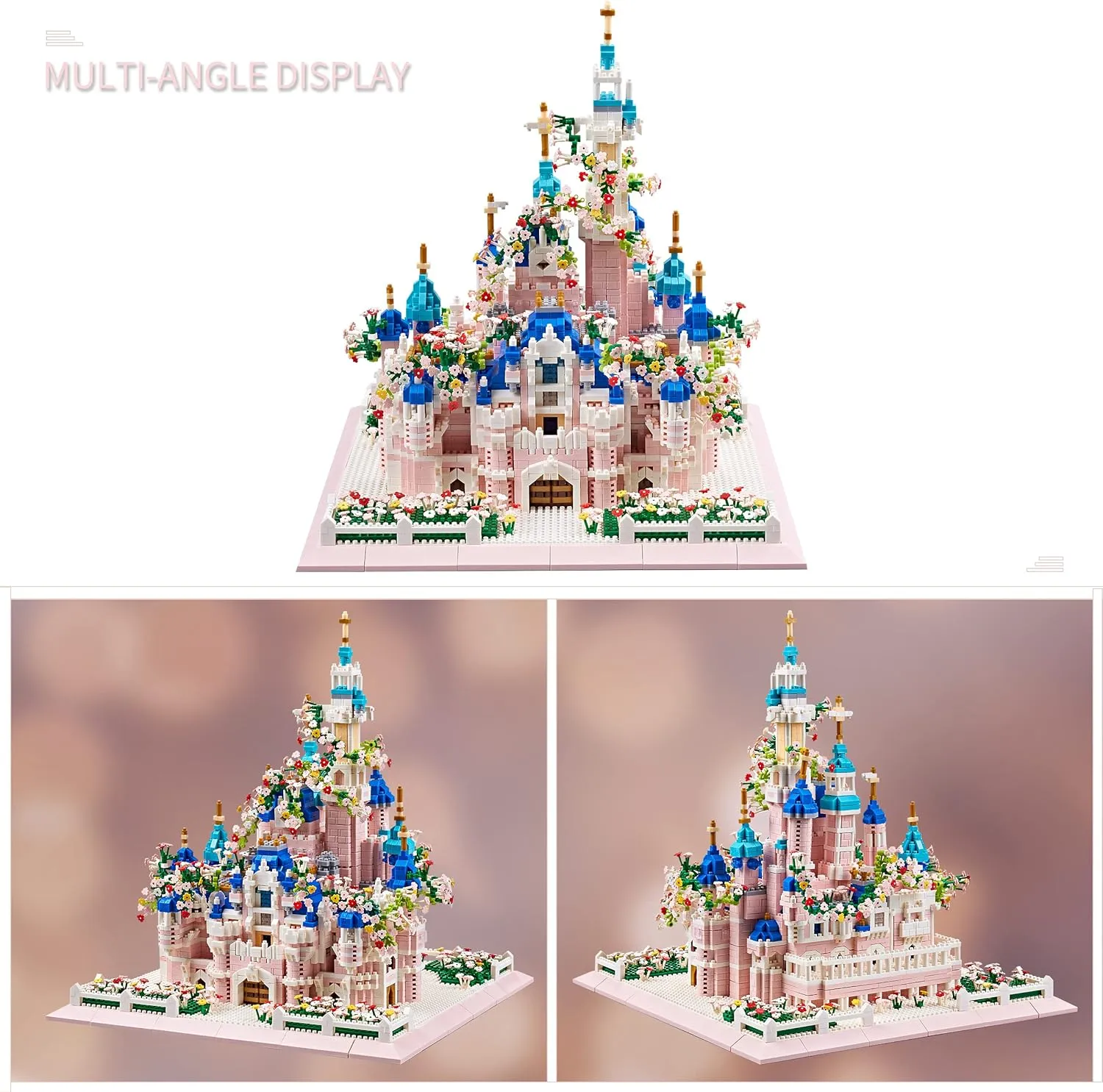 Architecture Castle with Flower Series Micro Blocks Building Sets for Adults and Teens, 4000  PCS Bricks Building Blocks - Upgrade Version