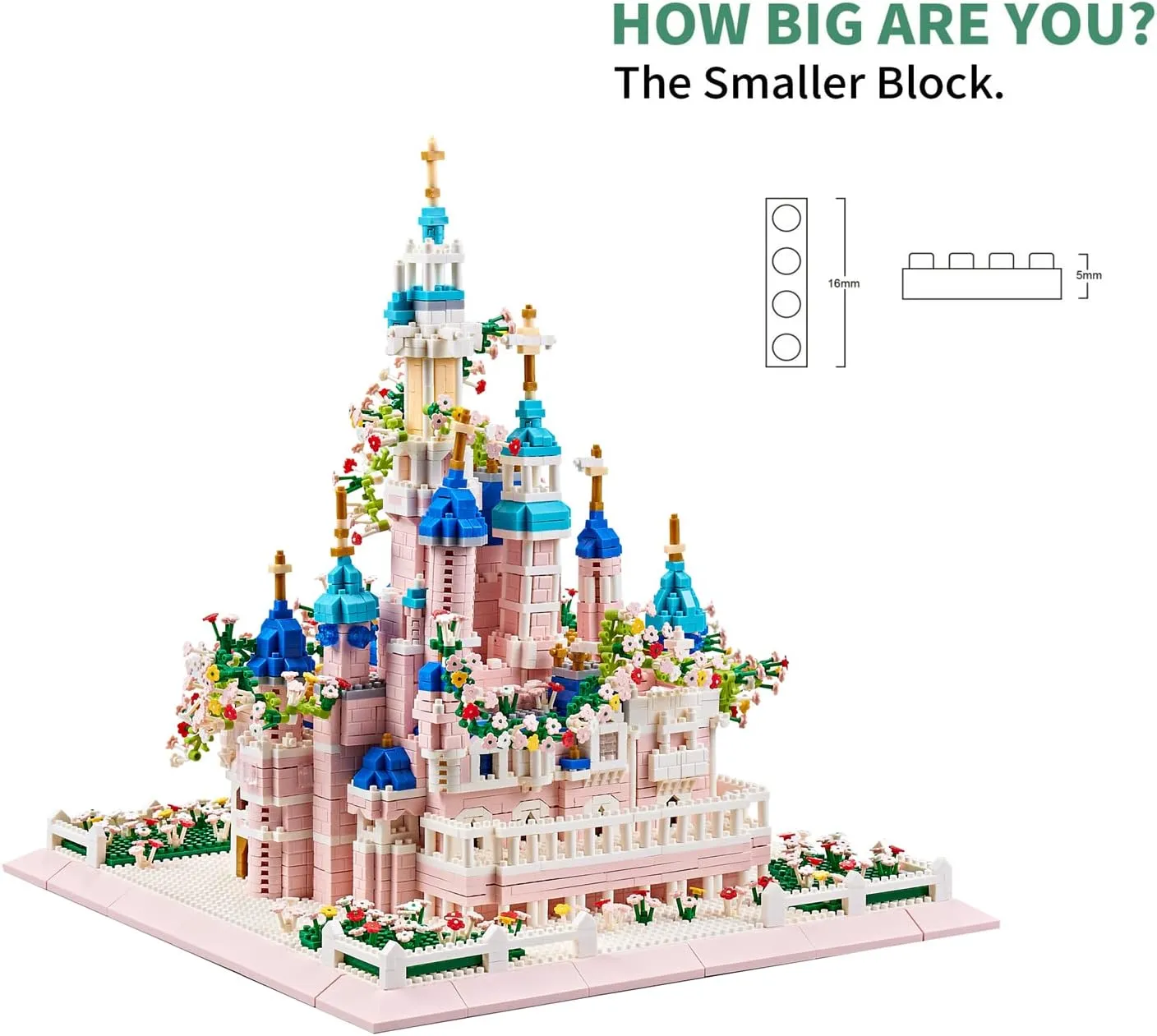 Architecture Castle with Flower Series Micro Blocks Building Sets for Adults and Teens, 4000  PCS Bricks Building Blocks - Upgrade Version