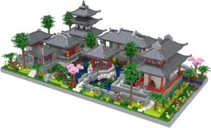 Architecture Chinese Style of Suzhou Garden,Set 2 Center of Courtyard,Micro Block,Classical Famous Building Block Set,Asian Cultures,3888 PCS for Adults and Teens