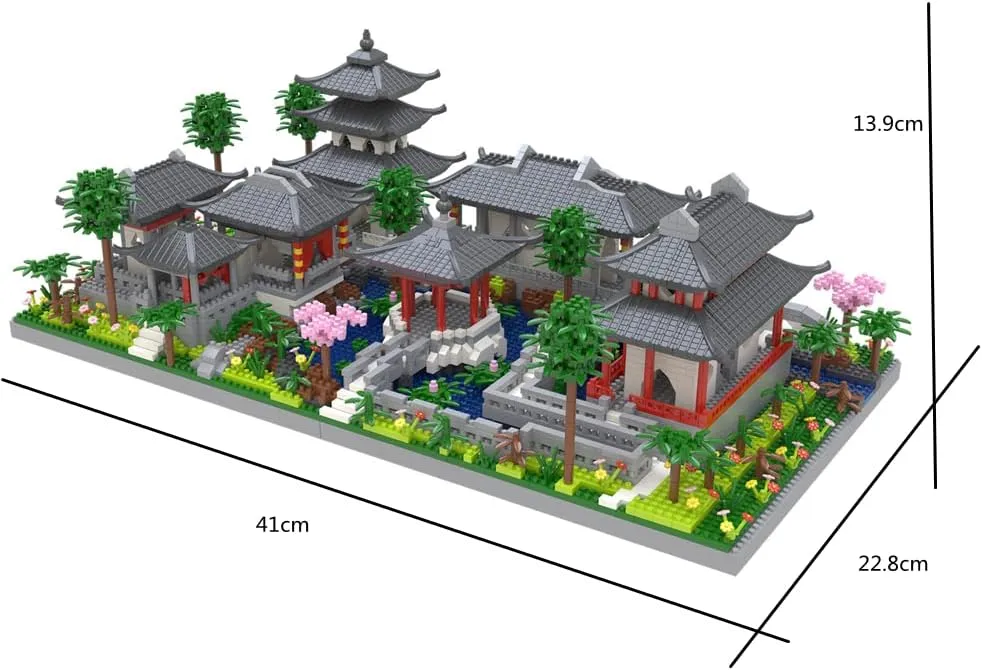 Architecture Chinese Style of Suzhou Garden,Set 2 Center of Courtyard,Micro Block,Classical Famous Building Block Set,Asian Cultures,3888 PCS for Adults and Teens