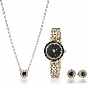 Armitron Women's Genuine Crystal Accented Bracelet Watch and Jewelry Set, 75-5796