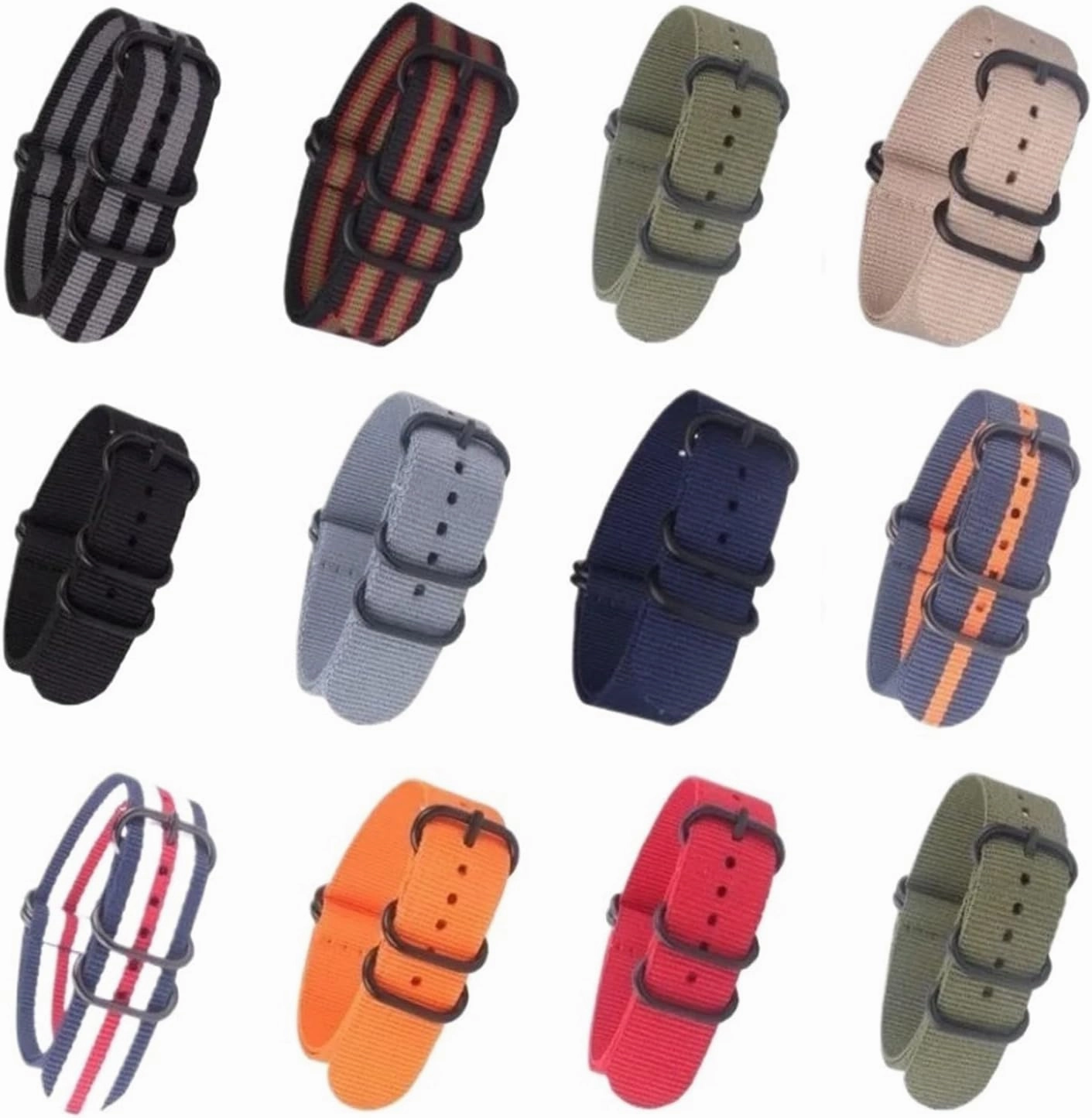 Army Military PVD black Buckle 18mm 20mm 22mm 24mm Watchbands Men Women Watches Strap Wristwatch Band Ring Buckle