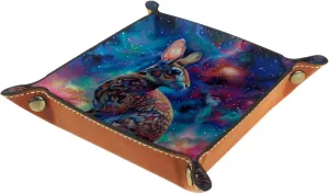 Art Colorful Starry Rabbit Desk Drawer Organizer Tray, Small Stacking Jewelry Organizer Trays for Women and Girls, Perfect for Earrings, Bracelets, Rings, and More