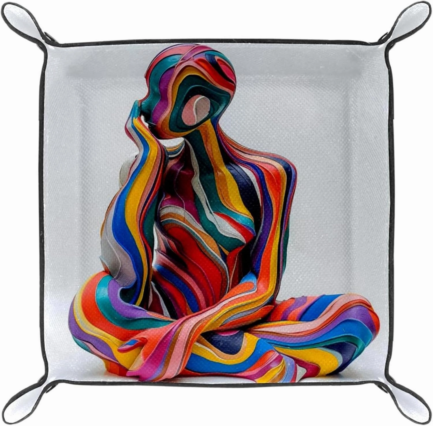 Art Colorful Female Jewelry Organizer Tray, Small Stacking Tray for Bracelets, Earrings, Rings, Elegant Storage Solution