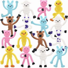 ArtCreativity Mini Bendable Farm Animal Toys, Set of 48, Barnyard Animal Toys for Kids in 6 Designs, Portable Stress Relief Toy for Kids, Barn Birthday Party Favors and Pinata Stuffers