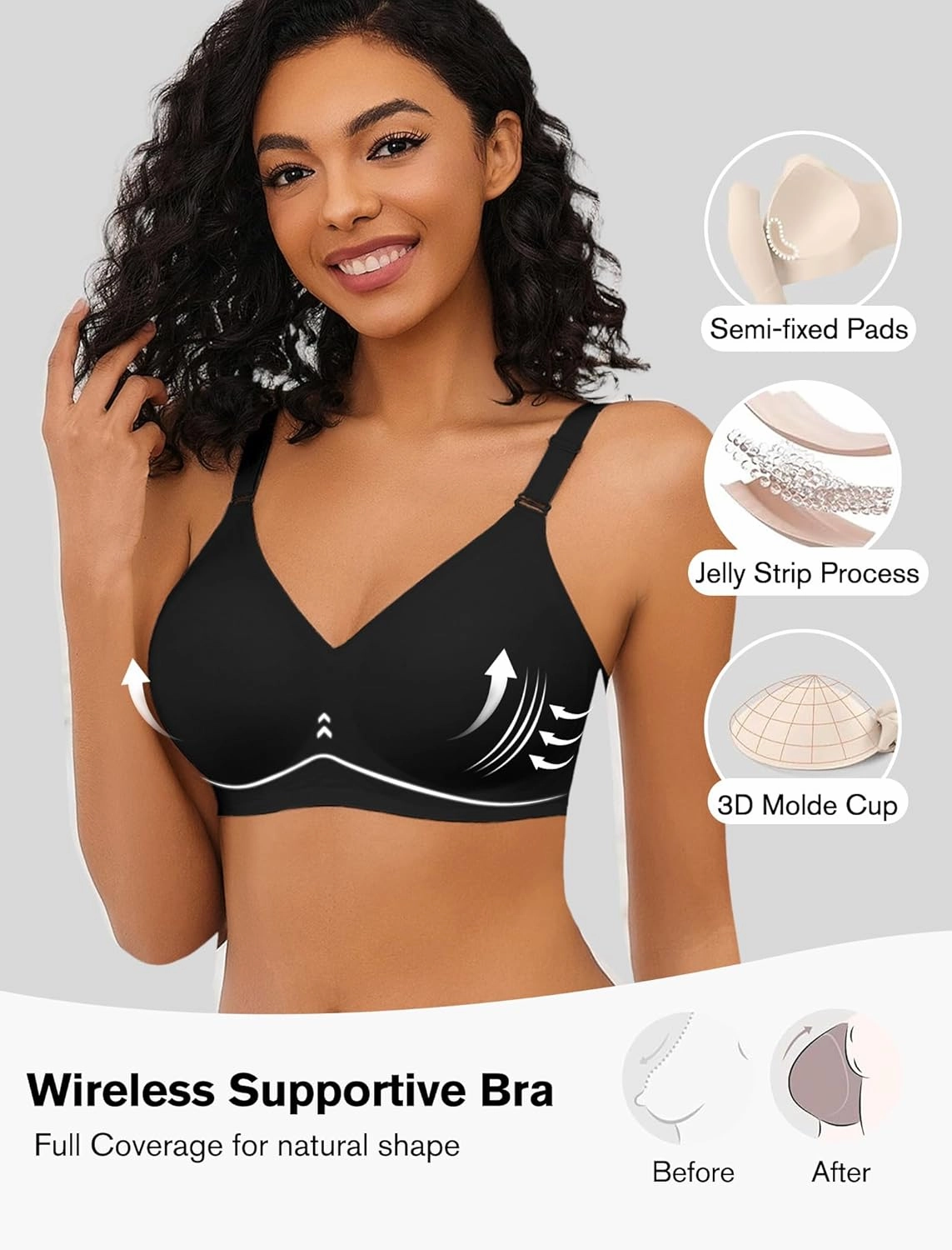 Avidlove Wireless Bras for Women Comfy Seamless Bra No Underwire Bras Full Coverage Bralettes Soft Comfortable Everyday Bra