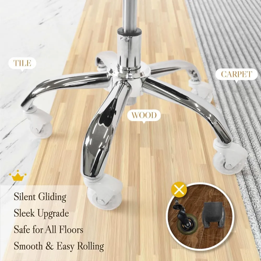 AXL 10mm Stem, IKEA Office Chair Wheels, 2.5 Inch Rollerblade Casters with Gap-Free Bracket for Safe Barefoot Rolling, Quiet & Floor-Safe, (IKEA 10mm) (White/Clear, 2.5 inch White)