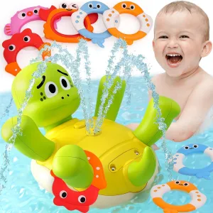 Baby Bath Toys for Kids Ages 1-3, Sprinkler Swimming Turtle Water Toys for Toddlers 2-4 with 5 Rings, Bath Toys for Babies 6-12/12-18 Months, 1 Year Old Boy and Girl Birthday Gifts