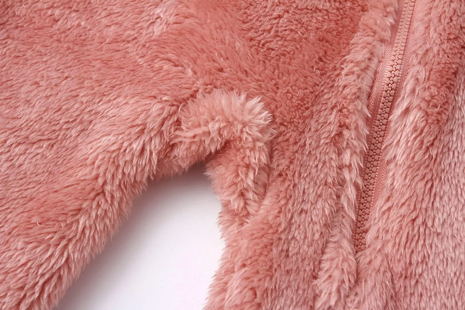 Baby Fluffy Jumpsuit Hooded Fleece Rompers Long Sleeve Zipper Onesie Outwear