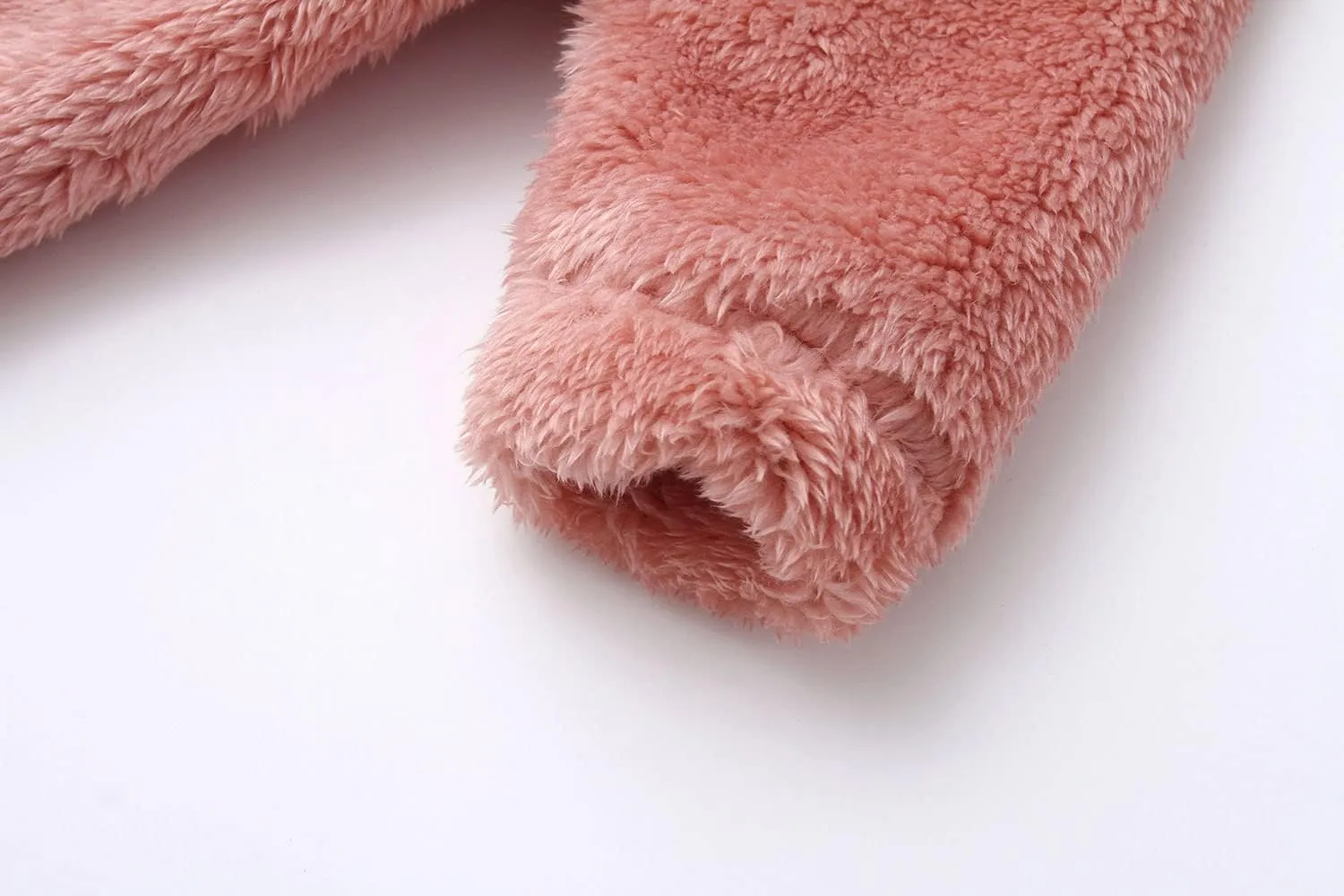 Baby Fluffy Jumpsuit Hooded Fleece Rompers Long Sleeve Zipper Onesie Outwear