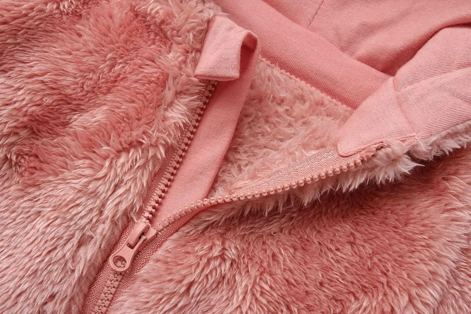 Baby Fluffy Jumpsuit Hooded Fleece Rompers Long Sleeve Zipper Onesie Outwear