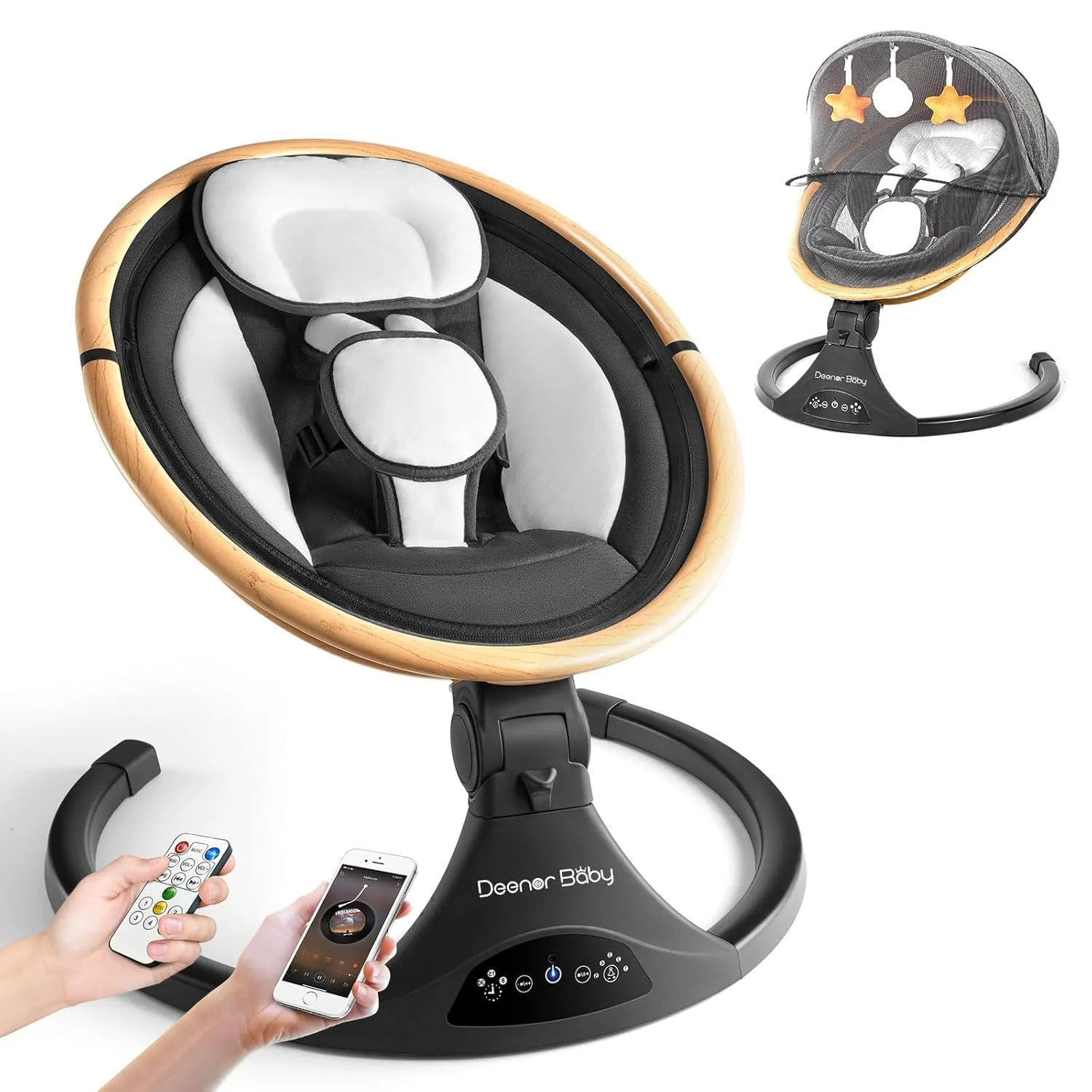 Baby Swings Baby Swings for Infants to Toddler, Baby Swings for Newborns, Electric Portable Baby Swing with 5 Speeds, 5-Point Harness,3 Seat Positions (Black)