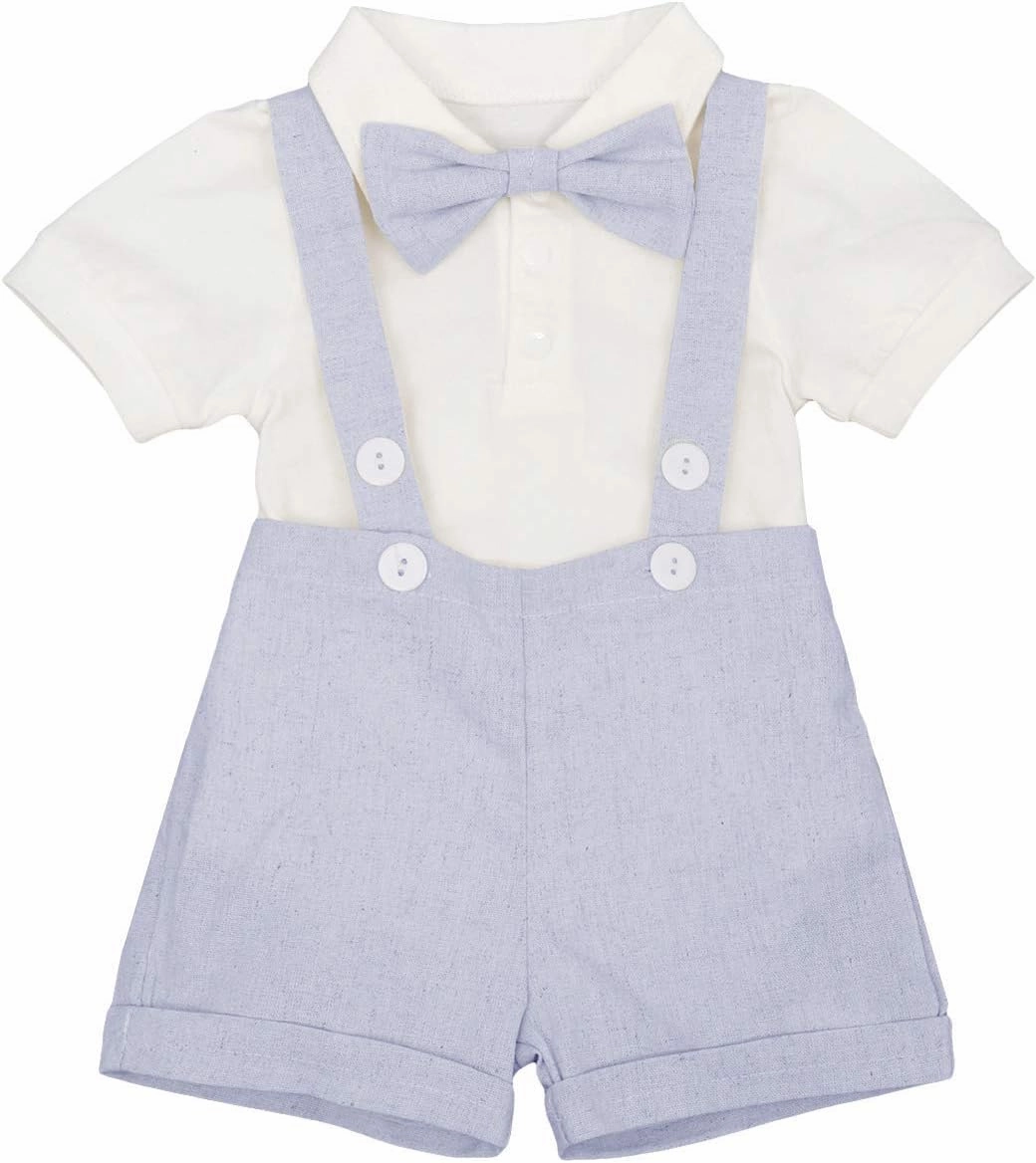 Baby Boy Baptism Christening Outfit Bowtie Dress Shirt Suspenders Shorts Summer Wedding Party Formal Ring Bearer Suits