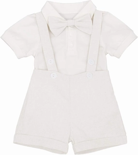 Baby Boy Baptism Christening Outfit Bowtie Dress Shirt Suspenders Shorts Summer Wedding Party Formal Ring Bearer Suits