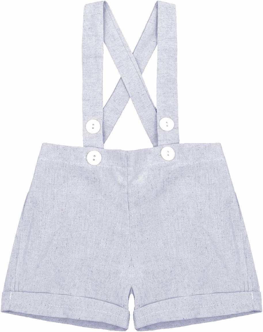 Baby Boy Baptism Christening Outfit Bowtie Dress Shirt Suspenders Shorts Summer Wedding Party Formal Ring Bearer Suits