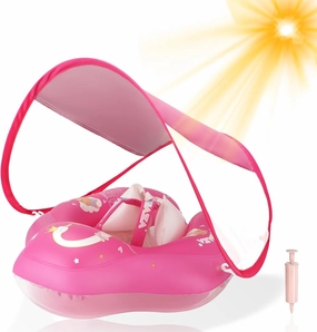 Baby Pool Float with Canopy, Baby Float for Pool Swimming, Infant Pool Floats with UPF50  Sun Protection, Infant Floaties with Safety Seat, Newborn Swim Float for 3-36 Months