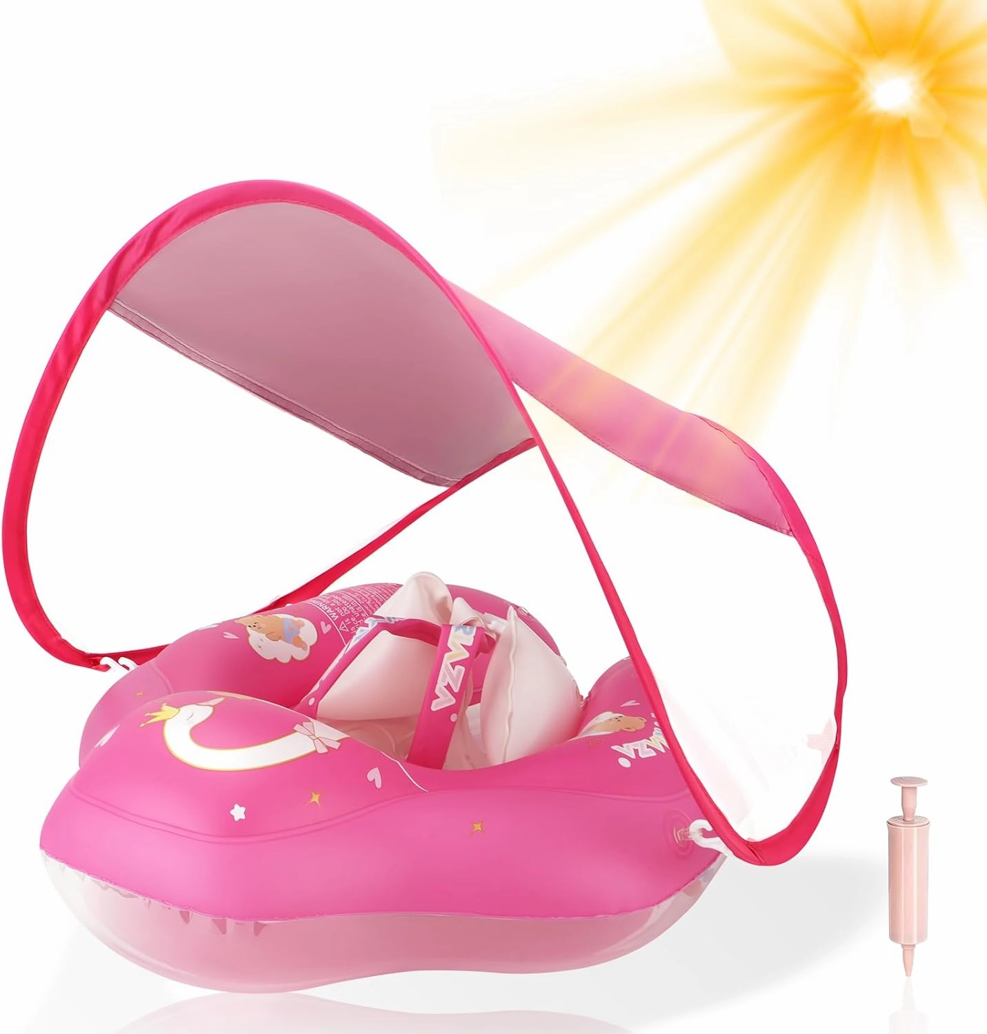 Baby Pool Float with Canopy, Baby Float for Pool Swimming, Infant Pool Floats with UPF50  Sun Protection, Infant Floaties with Safety Seat, Newborn Swim Float for 3-36 Months