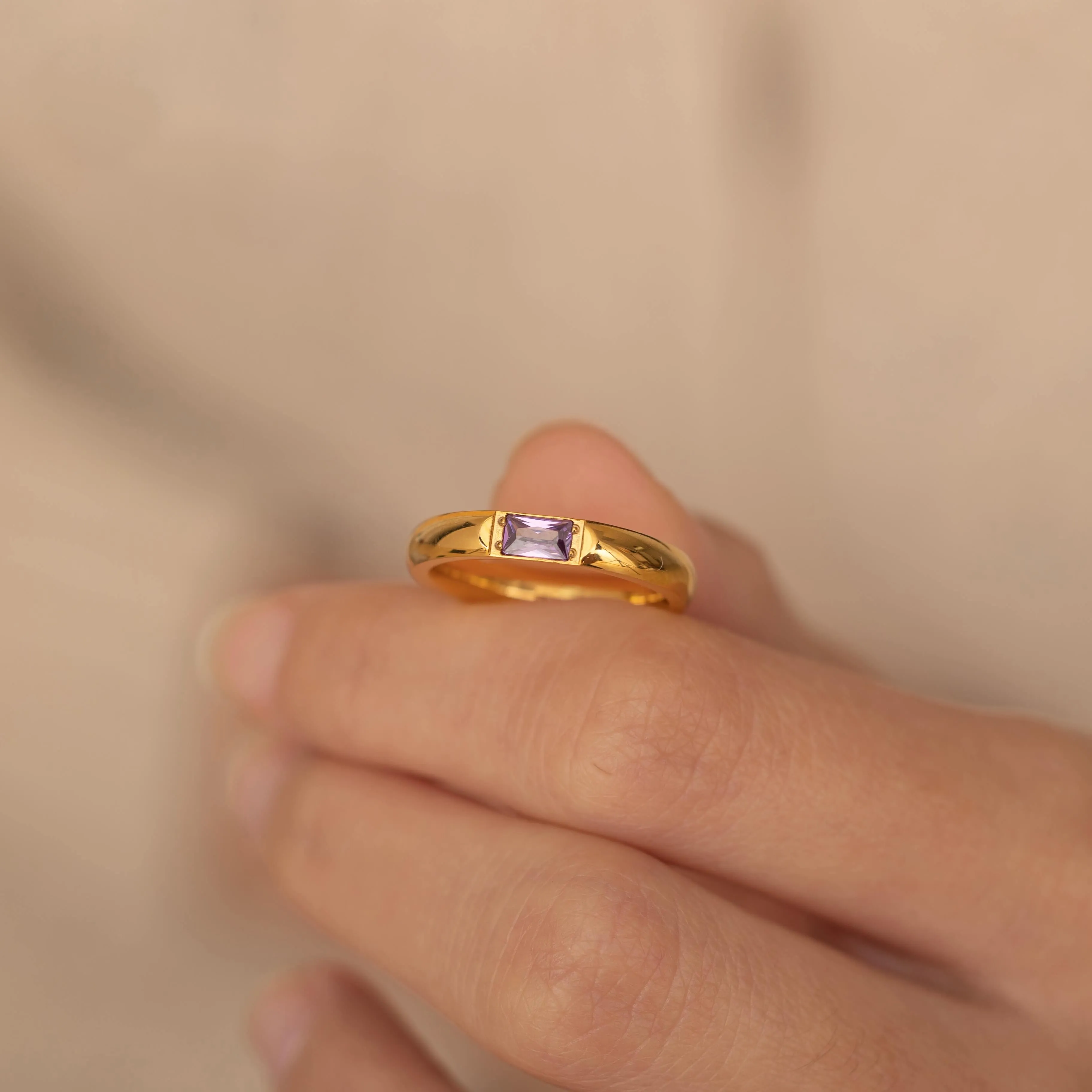 Baguette Birthstone Ring Band