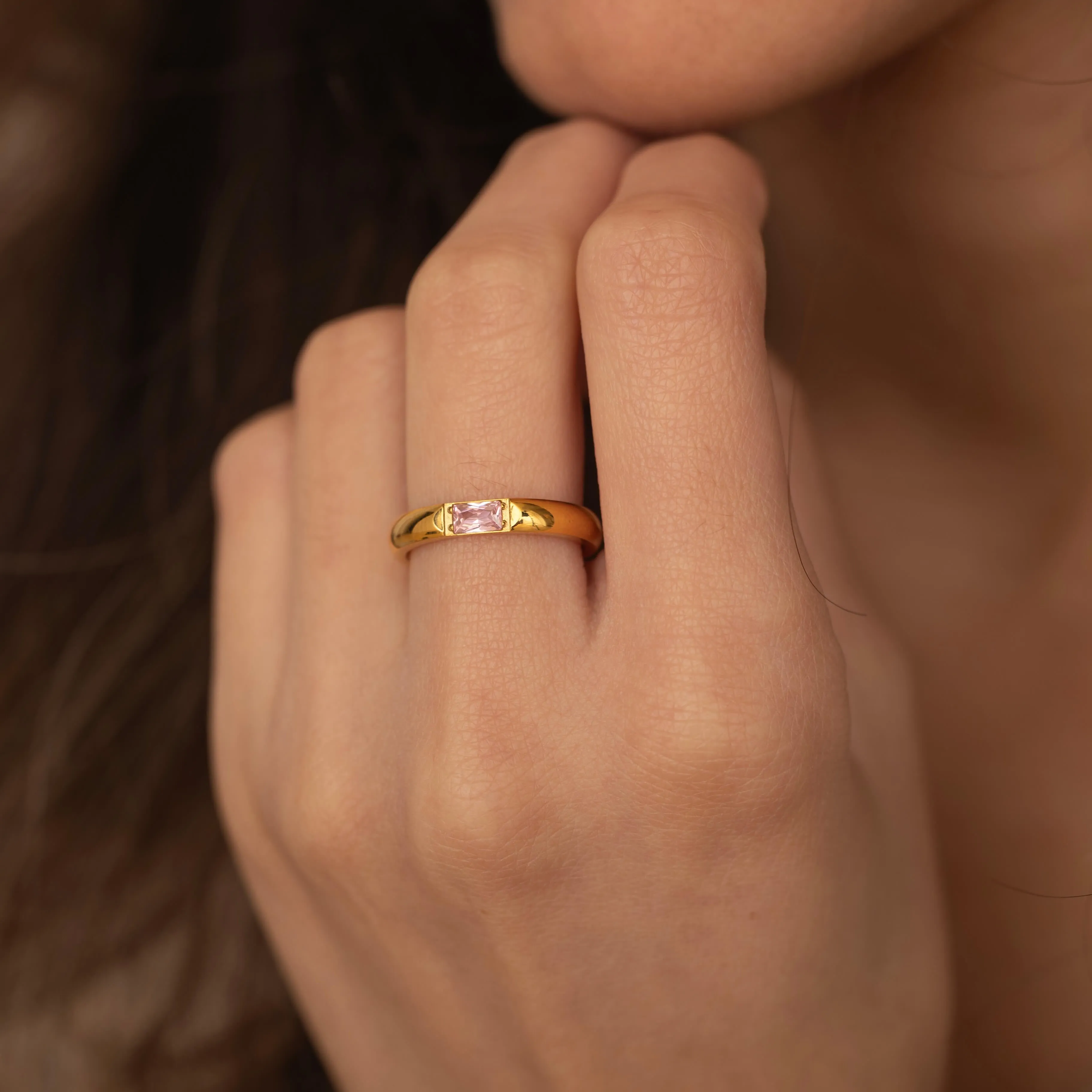 Baguette Birthstone Ring Band