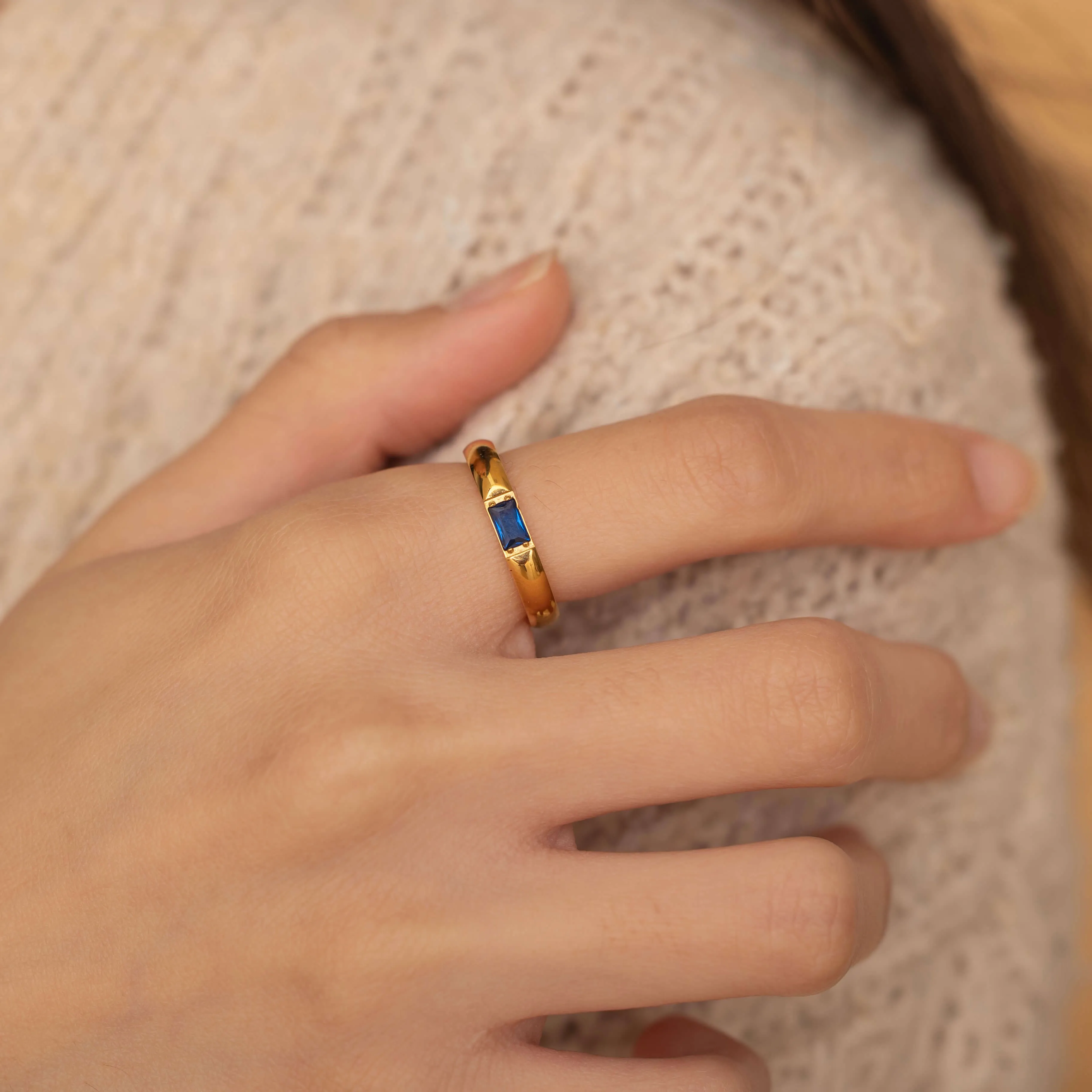 Baguette Birthstone Ring Band