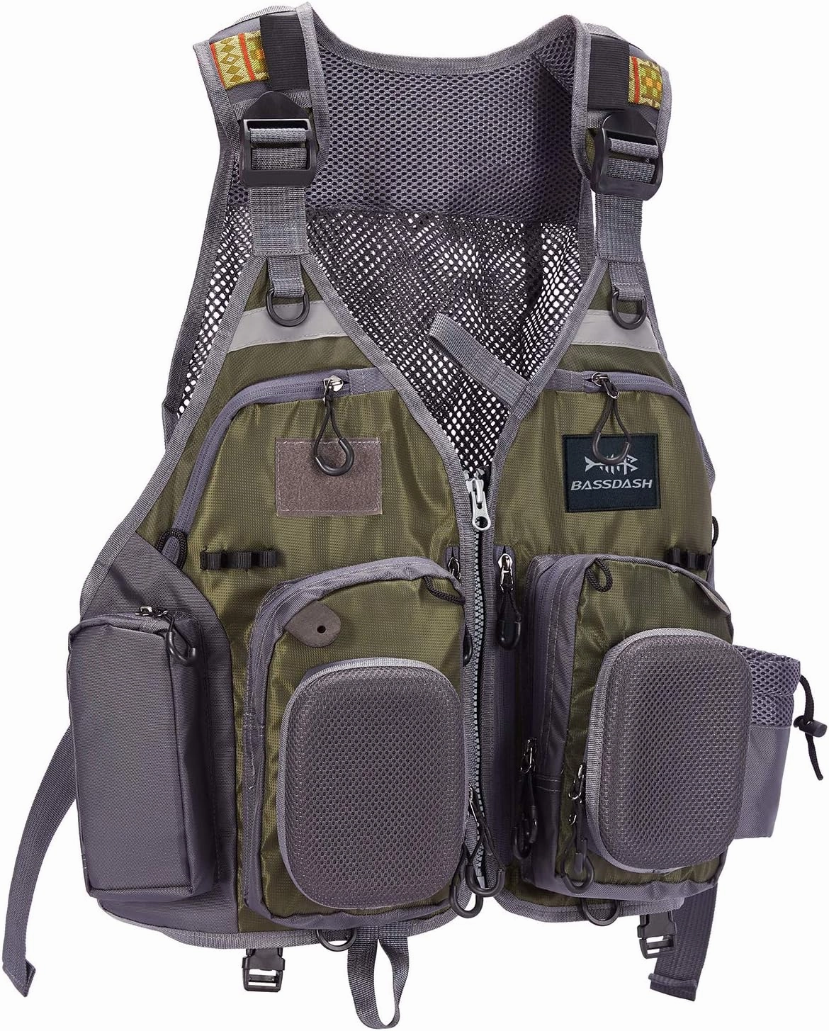 BASSDASH Fly Fishing Vest Multi Pocket Waistcoat Adjustable Size Gifts for Men Women