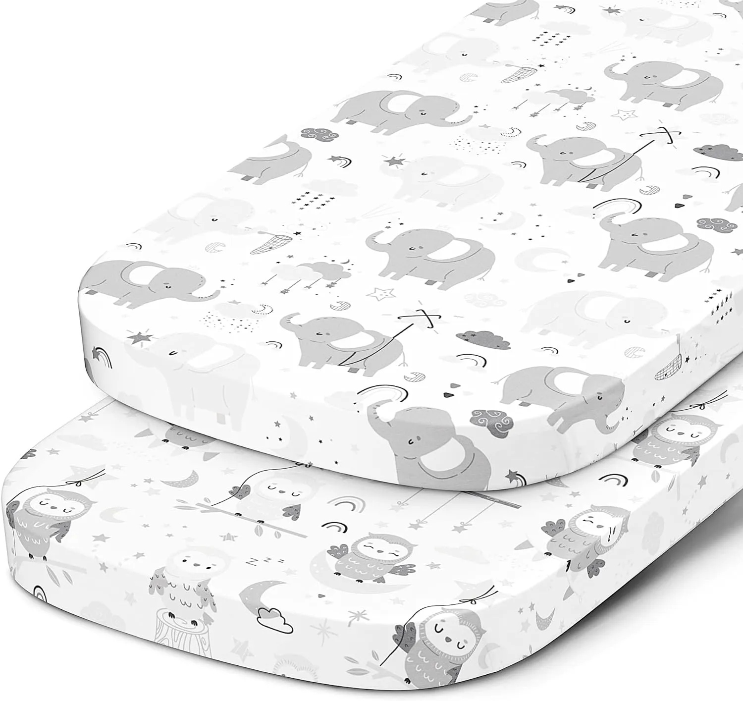 Bassinet Fitted Sheets for Chicco LullaGo Nest Portable Bassinet, Close to You 3-in-1 and Next2Me Bedside Bassinet – Snuggly Soft 100% Jersey Cotton – 2 Pack – Not for Lullago Anywhere