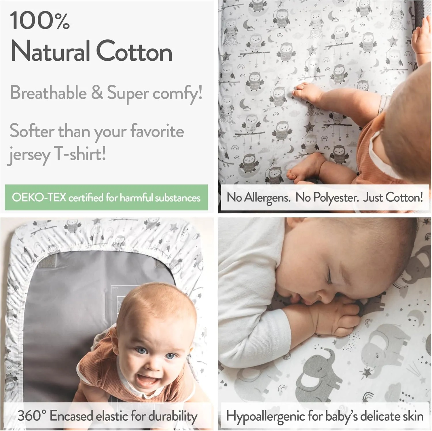 Bassinet Fitted Sheets for Chicco LullaGo Nest Portable Bassinet, Close to You 3-in-1 and Next2Me Bedside Bassinet – Snuggly Soft 100% Jersey Cotton – 2 Pack – Not for Lullago Anywhere