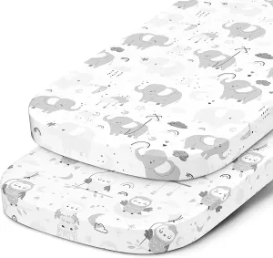 Bassinet Fitted Sheets for Chicco LullaGo Nest Portable Bassinet, Close to You 3-in-1 and Next2Me Bedside Bassinet – Snuggly Soft 100% Jersey Cotton – 2 Pack – Not for Lullago Anywhere