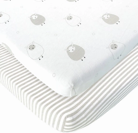 Bassinet Fitted Sheets Compatible with Chicco Lullago Bassinet and Chicco Close to You 3-in-1 Bedside Sleeper – Snuggly Soft Jersey Cotton – Fits Perfectly on 19 x 32 Mattress Pad – Grey – 2 Pack