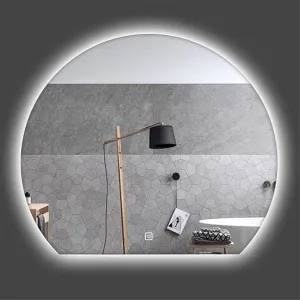 Bathroom Mirror, Smart Mirror, Stepless Dimming Anti-Fog Makeup Mirror, Frameless Explosion-Proof Half-Dome Mirror(White Light,810 * 900mm)