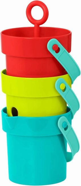 Battat – Play Buckets Set – 3 Fun Buckets – Bath & Beach Toys For Toddlers – Removable Bottom, Magnifying Glass, Pouring Hole – 18 Months   – Play Buckets