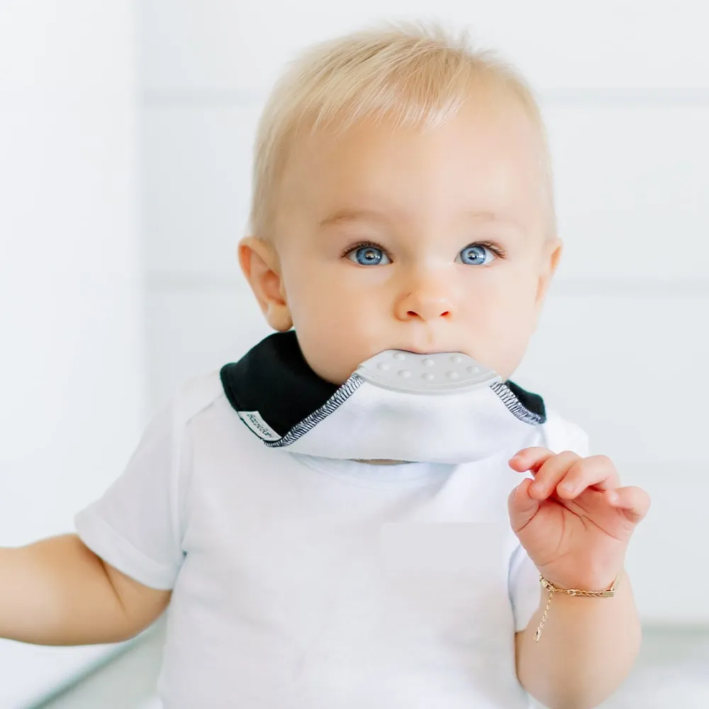 Bazzle Baby Banda Bib with Silicone Teether Attached 4-pack - Various Colors