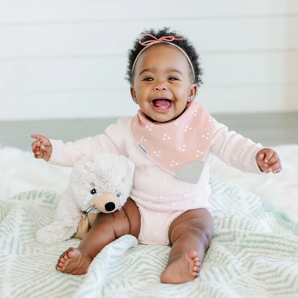 Bazzle Baby Banda Bib with Silicone Teether Attached 4-pack - Various Colors