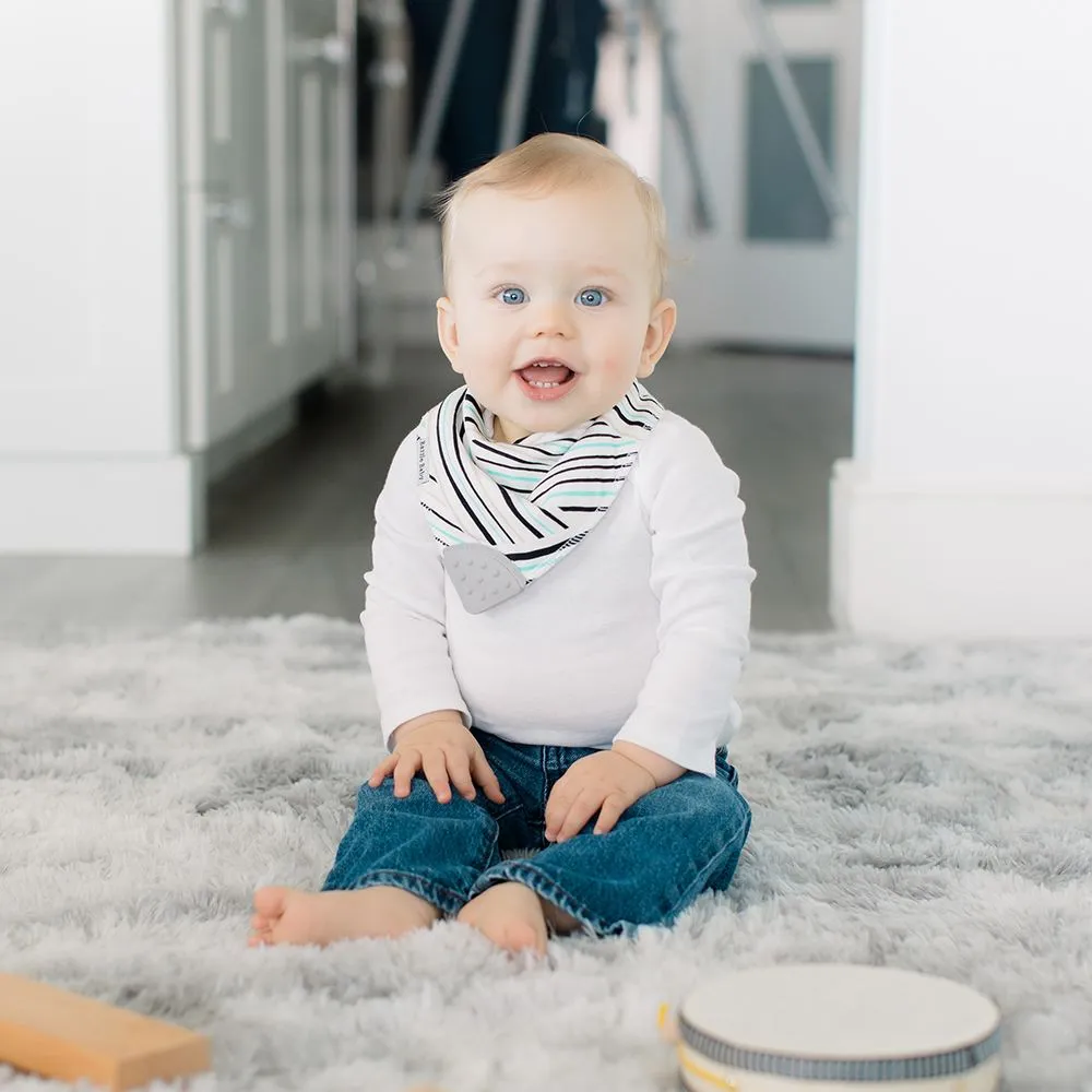 Bazzle Baby Banda Bib with Silicone Teether Attached 4-pack - Various Colors