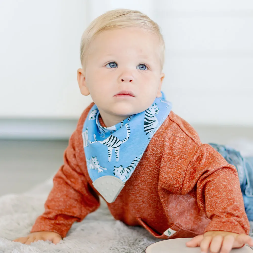 Bazzle Baby Banda Bib with Silicone Teether Attached 4-pack - Various Colors