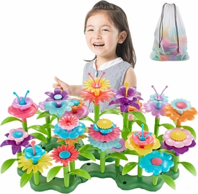 BBU.01.002 Flower Building Toys, Garden Building Block, Pretend Gardening Toys, Creative Play Toy, 98 PCS Early Educational Toy, Build a Bouquet Floral Arrangement Playset for Kids 3 & Up