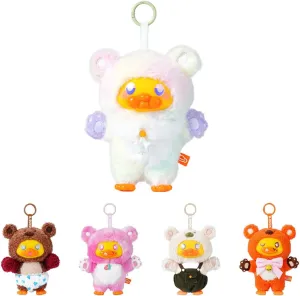 B.Duck Plush Blind Box Hugging Bear Series Cute Duck Vinyl Plush Keychain Figures, Scented Collectible Toys with Surprise Characters, Standing Design for Desk Décor, Gifts (Single Box)