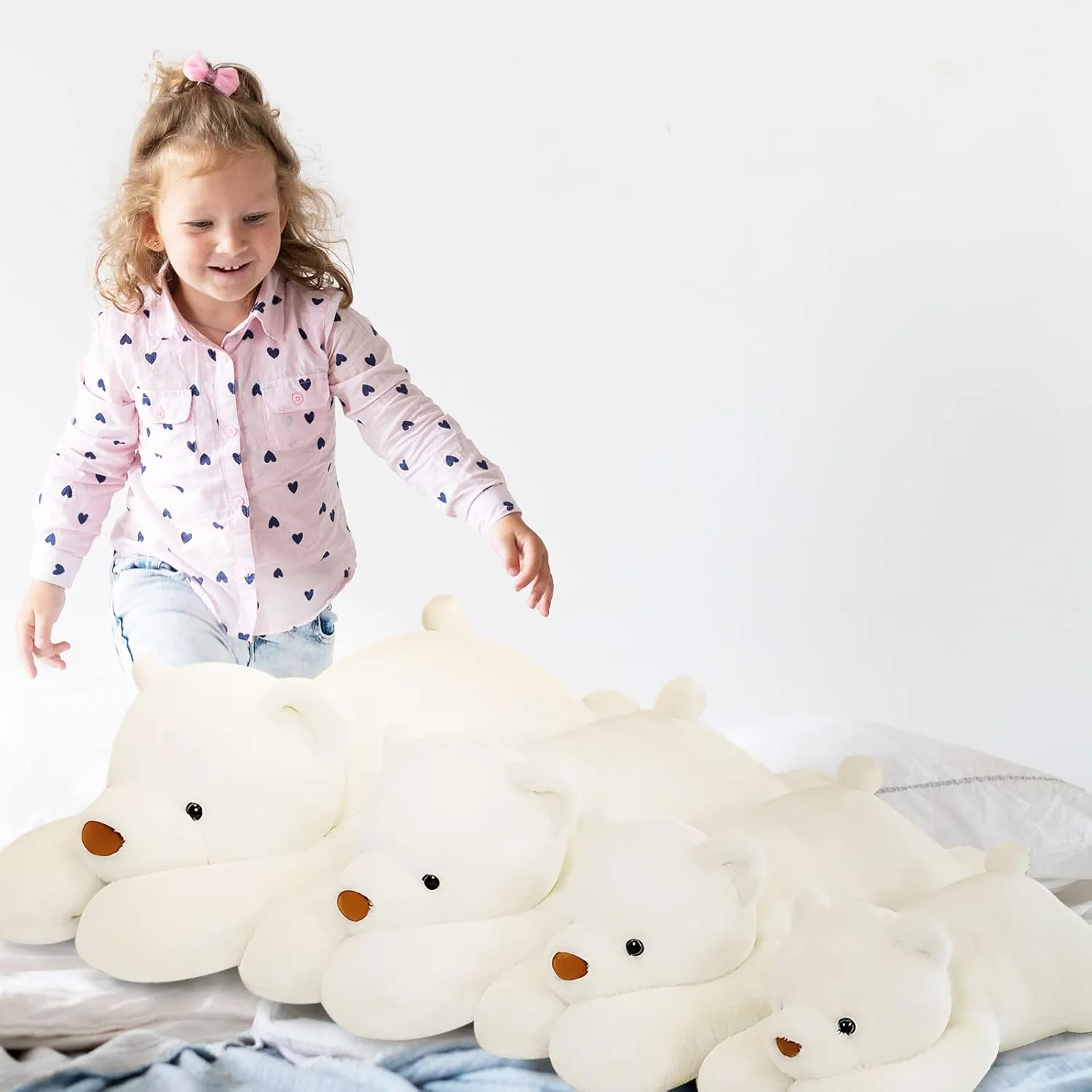 Bear Stuffed Animal Plush, 47.2in Cute Soft Big White Hugging Polar Bear Plushies Pillow Toys Doll Kawaii Birthday Gift for for Adults Kids Boys Girls