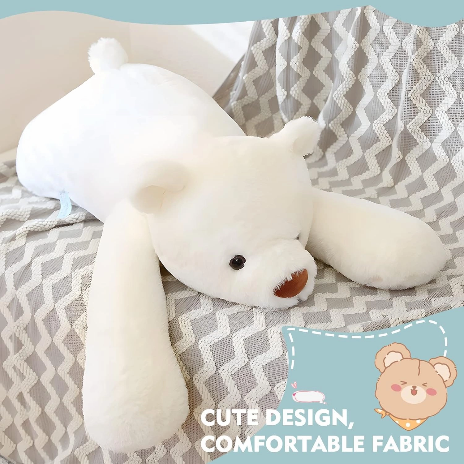 Bear Stuffed Animal Plush, 31.5in Cute Soft Big White Hugging Polar Bear Plushies Pillow Toys Doll Kawaii Birthday Gift for for Adults Kids Boys Girls