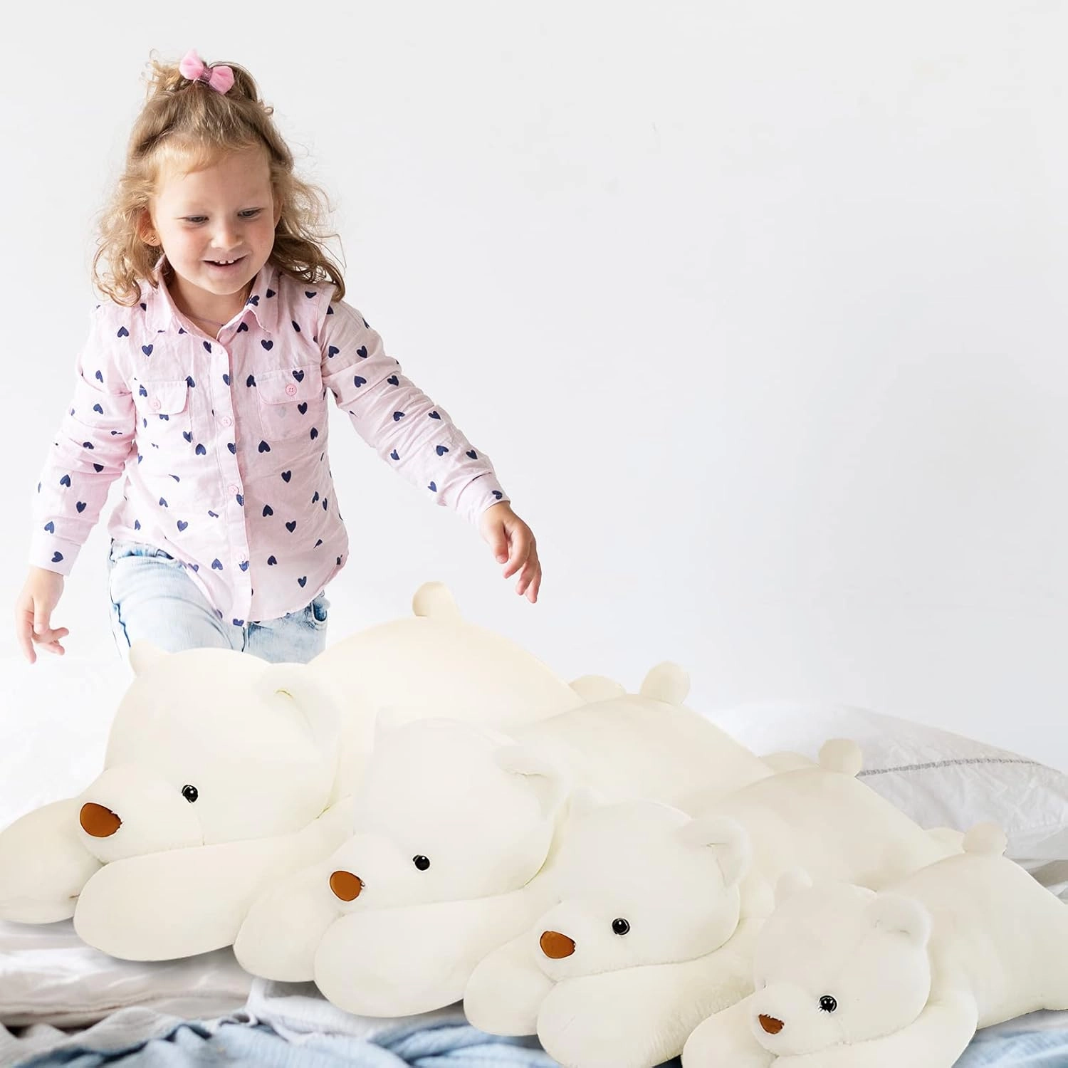 Bear Stuffed Animal Plush, 31.5in Cute Soft Big White Hugging Polar Bear Plushies Pillow Toys Doll Kawaii Birthday Gift for for Adults Kids Boys Girls