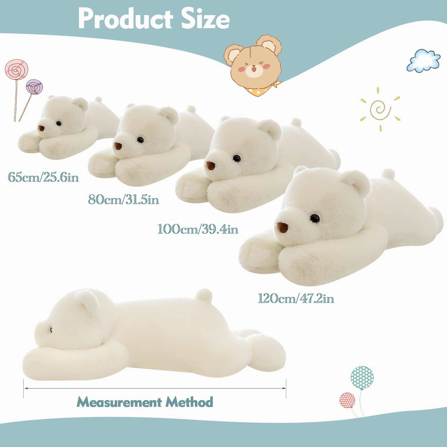 Bear Stuffed Animal Plush, 31.5in Cute Soft Big White Hugging Polar Bear Plushies Pillow Toys Doll Kawaii Birthday Gift for for Adults Kids Boys Girls
